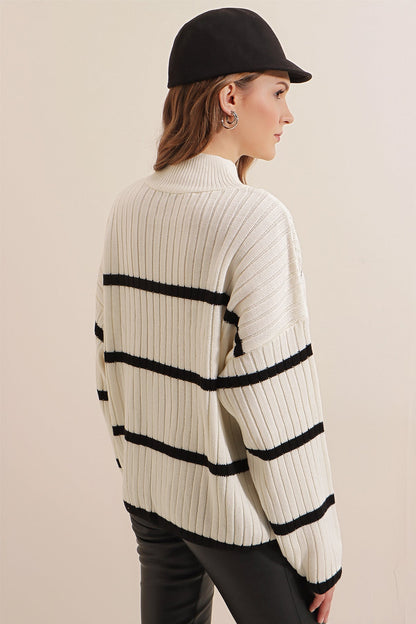 Striped White Sweater