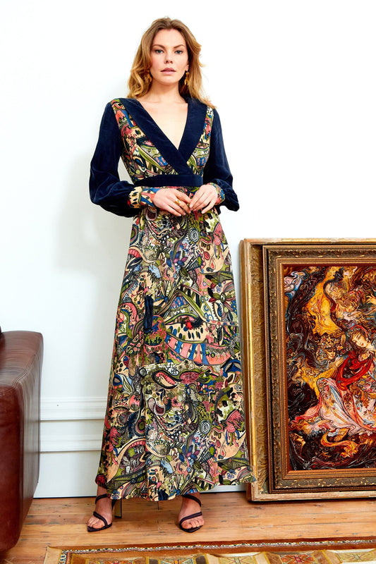 Printed Long Sleeve Maxi Dress