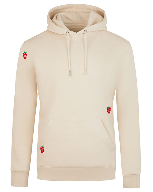 Strawberry Embroidered Hoodie Ecru Women