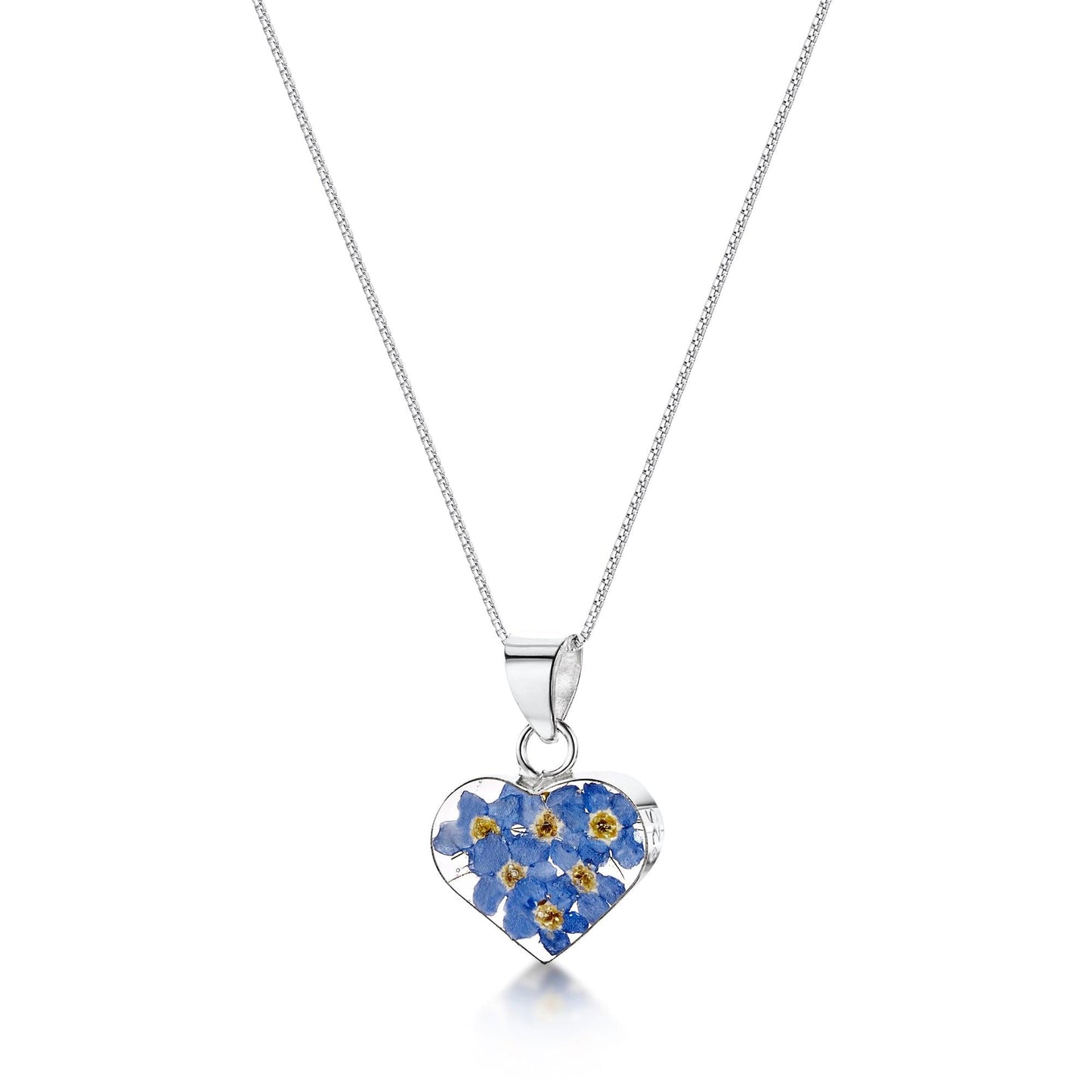 Sterling Silver Forget-Me-Not Heart Pendant - Perfect Mother's Day