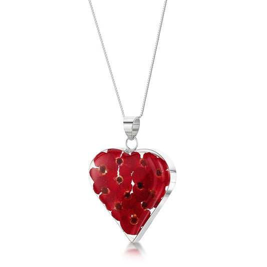 Poppy heart necklace by  Shrieking Violet® Sterling silver pendant