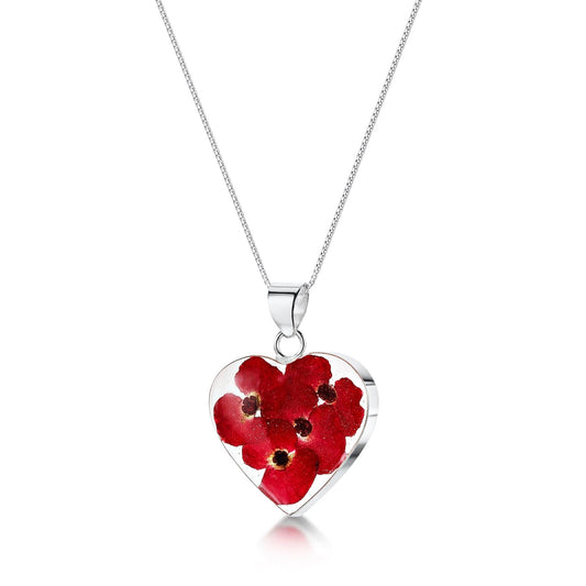 Poppy heart necklace by Shrieking Violet® Sterling silver pendant